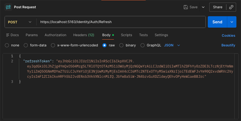 Screenshot of adding the body