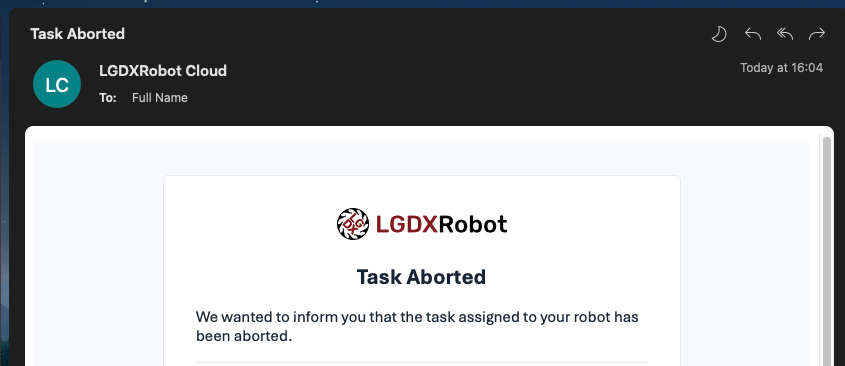 Screenshot of the email