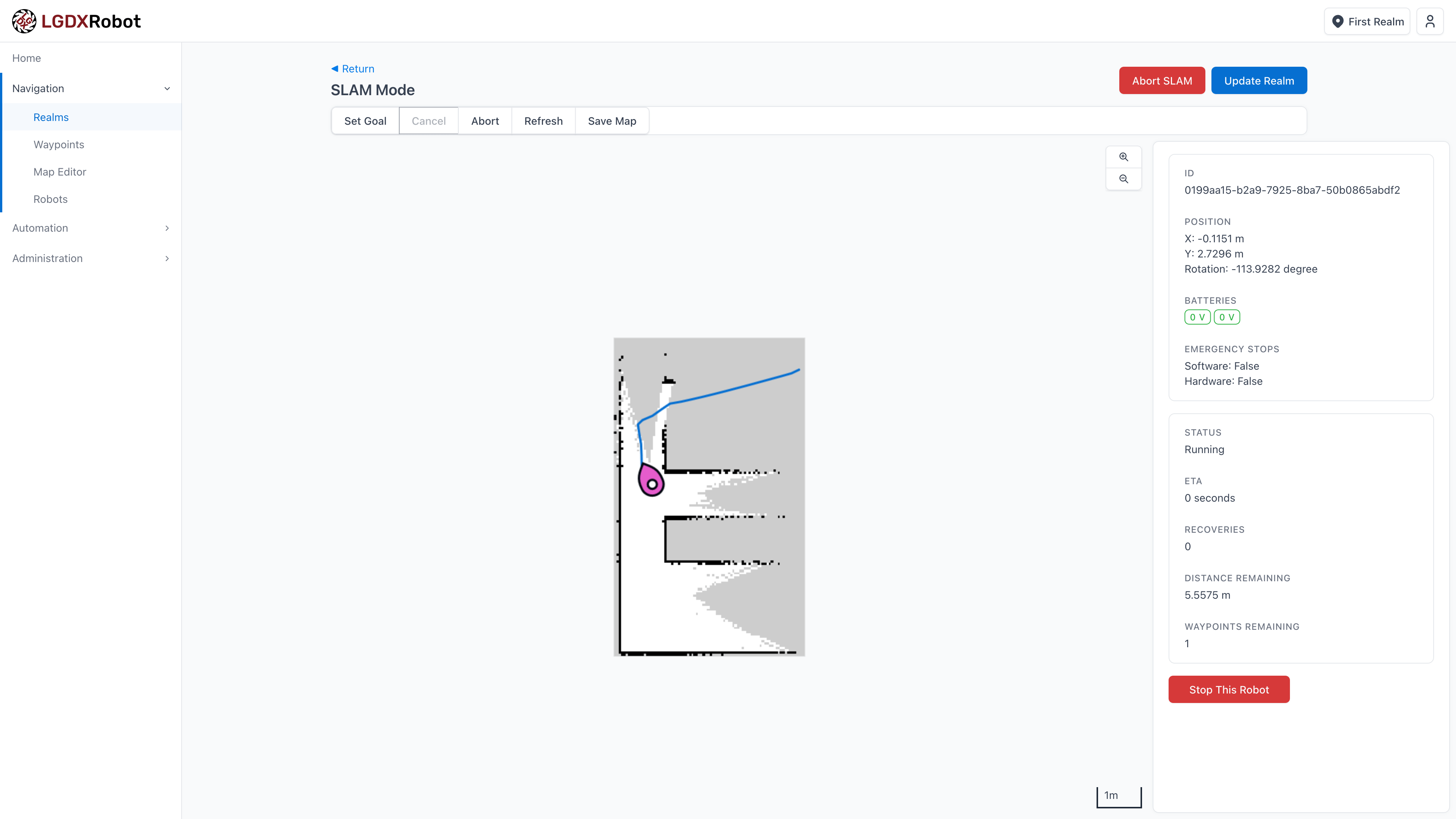 Screenshot of the SLAM mode