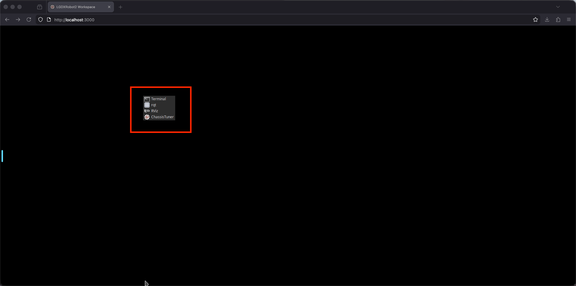 Screenshot of the menu